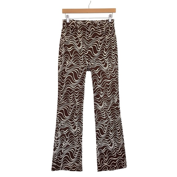 NWT & Other Stories Printed Kick Flare Trousers Twill Cotton Pant Brown Wave 4 - Picture 7 of 15
